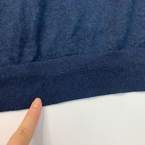 Turnbury Sweater Mens 2XT Tall Man Storm Blue Merino Wool V Neck Pullover - Picture 9 of 14